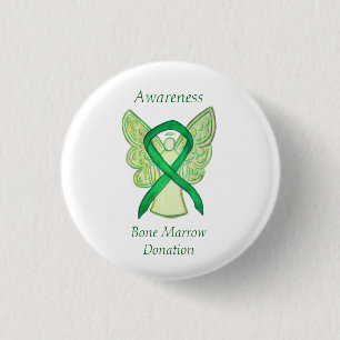 Bone Marrow Spenden Awareness Angel Ribbon Button