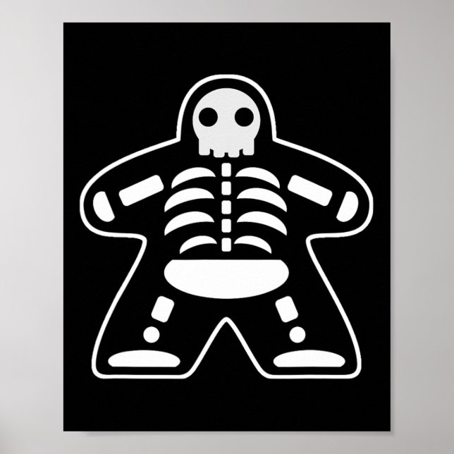 Bone Meeple Skeleton Halloween Board Gamer Geschen Poster (Vorne)
