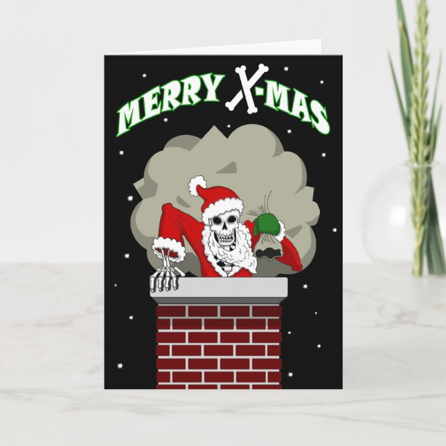 Bone Santa Grußkarte Feiertagskarte (Vorderseite)