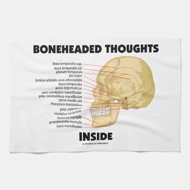 Boneheaded Gedanken nach innen Geschirrtuch (Horizontal)