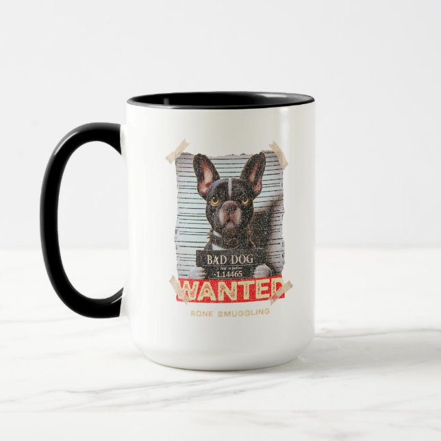 Boneschmuggel Böser Hund: Das Muggshot des Boston  Tasse (Links)