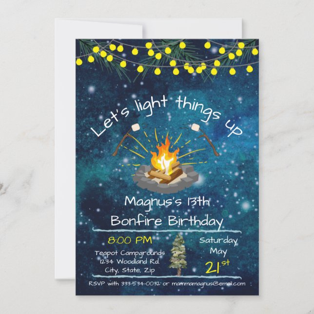 Bonfire Anniversaire 5x7 Invitation (Devant)