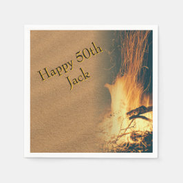 Bonfire Birthday Party Napkins With Text Serviette