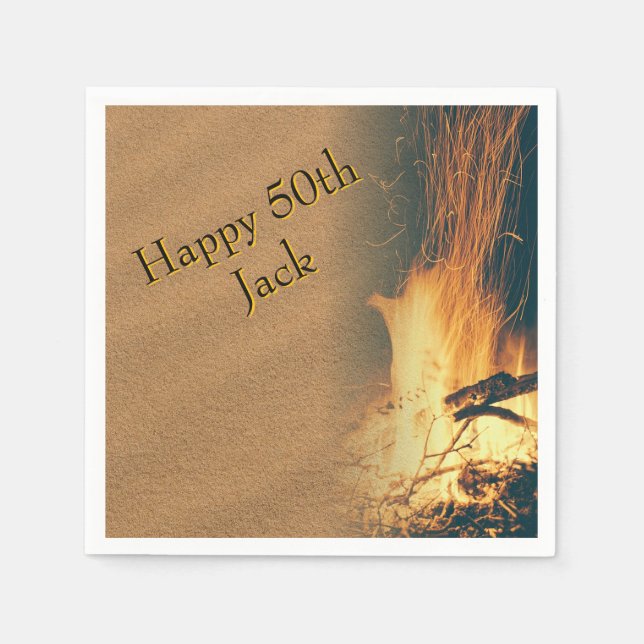 Bonfire Birthday Party Napkins With Text Serviette (Vorderseite)