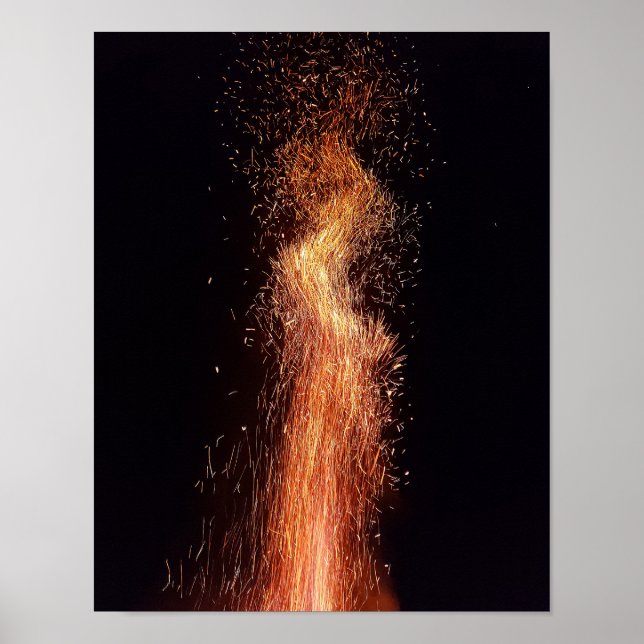 Bonfire Flammen Sparks Originale Feuerfotografie Poster (Vorne)