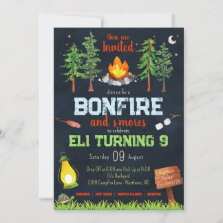 Bonfire Geburtstagsparty Einladung - Camping Party