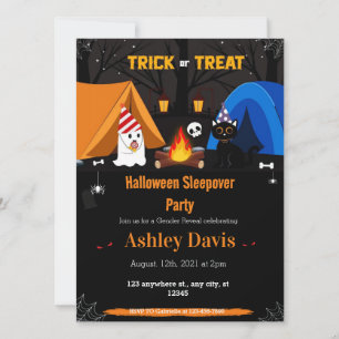 Bonfire Halloween Sleepover Party Invitations