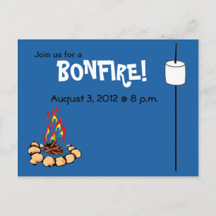 BONFIRE & Marshmallow lädt ein Einladungspostkarte