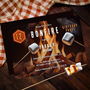 Bonfire Marshmallow Roast 12. Geburtstagsparty Einladung