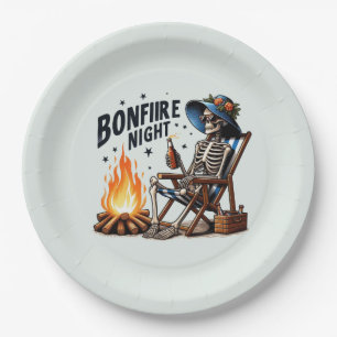 Bonfire Nacht - Skelett Drinken durch das Feuer Pappteller