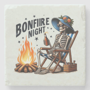Bonfire Nacht - Skelett Drinken durch das Feuer Steinuntersetzer