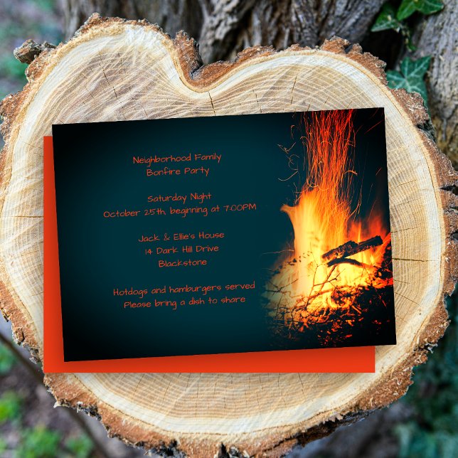 Bonfire Nachtzeit Party Celebration Outdoor Einladung (Von Creator hochgeladen)