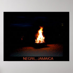 Bonfire Negril, Jamaica Print Poster