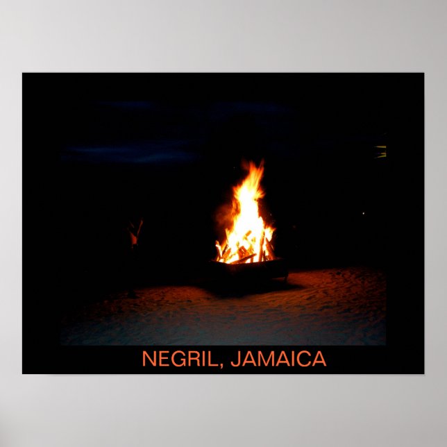 Bonfire Negril, Jamaica Print Poster (Vorne)