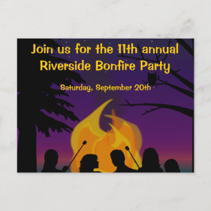 Bonfire Outdoor Party Postcard Einladung