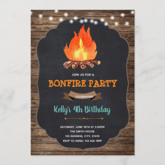 Bonfire Party Geburtstagskarte Einladung