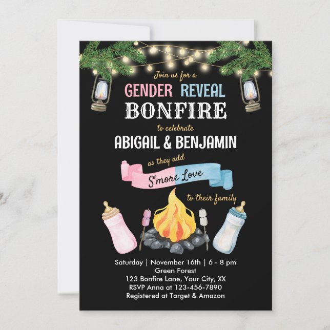 Bonfire S'more Baby Genre Reveal Invitation Co-ed (Devant)