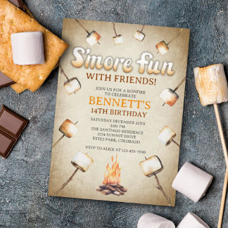 Bonfire Smores Birthday Einladung