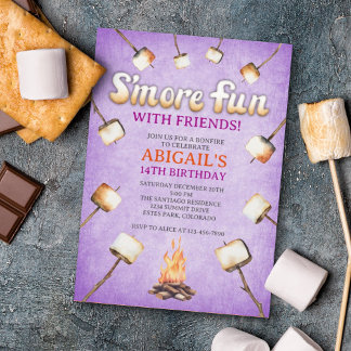Bonfire Smores Birthday Einladung