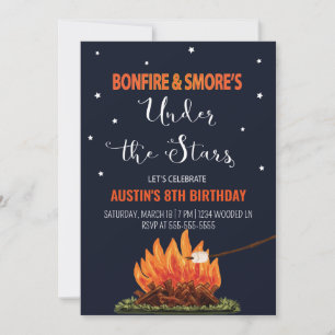 Bonfire & Smore's Birthday Invitation