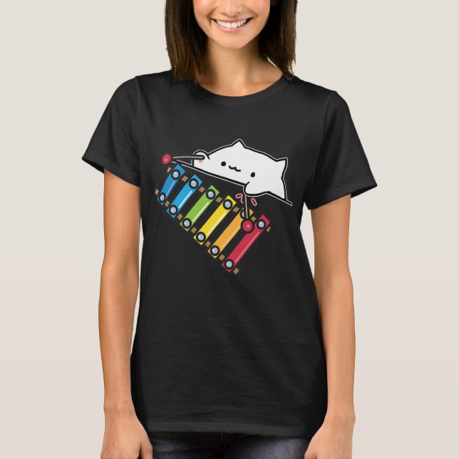 Bongo Cat Spielen Marimba T - Shirt niedlich Gamer (Vorderseite)