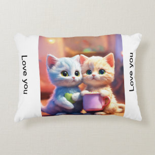 "Bonheur à moustaches : adorable coussin couple de
