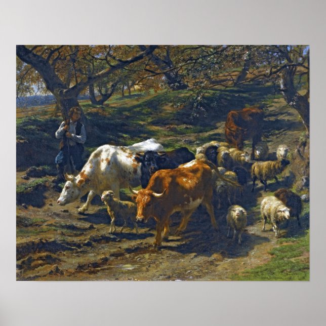 Bonheur - A Shepherd With His Flock Poster (Vorne)