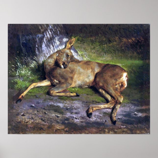 Bonheur - ein Hirsch im Wald Poster (Vorne)