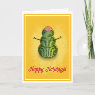 Bonhomme de neige de cactus carte de vacances plié