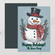 bonhomme de neige de Noël7, Joyeuses fêtes, carte 