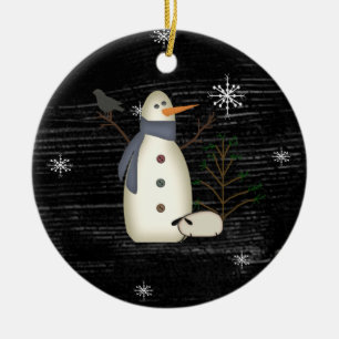 Bonhomme de neige de pays et ornement primitifs de