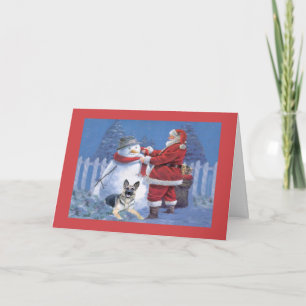 Bonhomme de neige de Père Noël de carte de Noël de