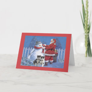 Bonhomme de neige de Père Noël de carte de Noël de
