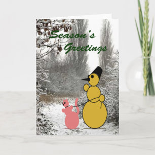 Bonhomme de neige d'EMO et carte de voeux de chat