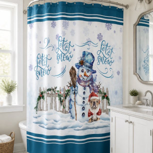 Bonhomme de neige   Rideau de douche Qu'il neige