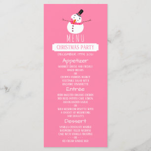 Bonhomme de neige rose, menu de fête de Noël