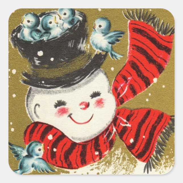 Bonhomme de neige | Stickers Carrés (Devant)
