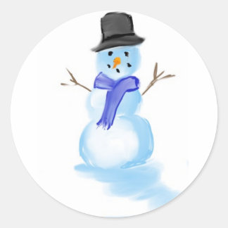 bonhomme de neige tirant sur autocollant