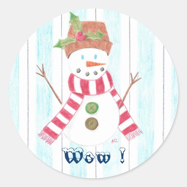 Bonhomme de neige (Wow ! Runder Aufkleber (Vorderseite)