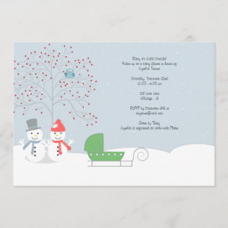 Bonhommes de neige d'hiver et invitation de baby