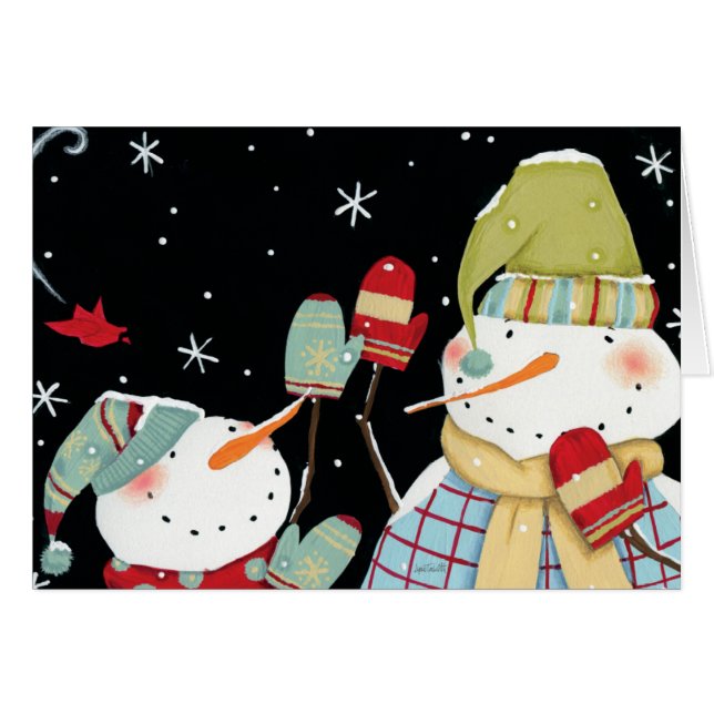 Bonhommes de neige modernes avec des mitaines (Devant horizontal)