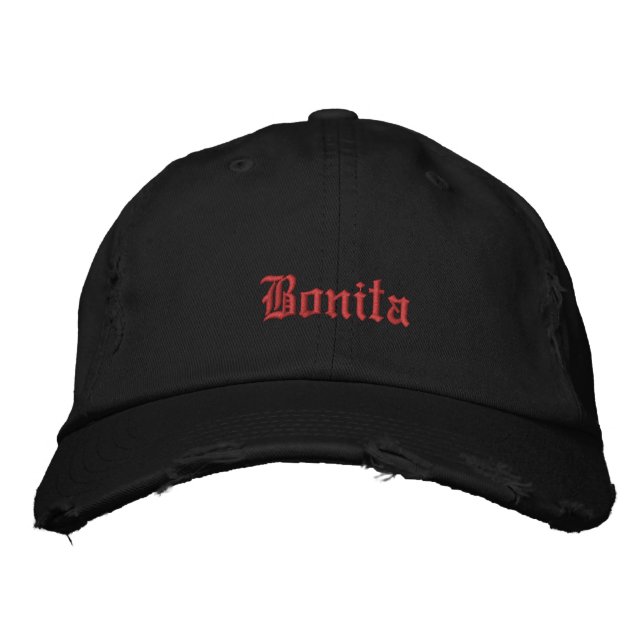 Bonita Black Old English Womens Bestickte Baseballkappe (Vorderseite)