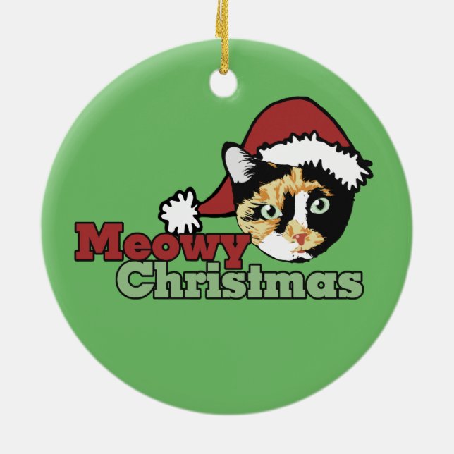 Bonita Merry Christmas Meow Cat Keramik Ornament (Hinten)