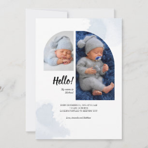 Bonjour 2 Photos Arch Baby Card Faire-part de nais