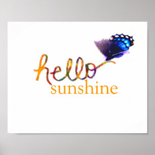bonjour affiche de soleil avec l'art photo papillo