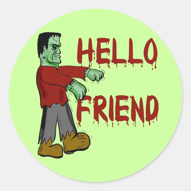 Bonjour ami Frankenstein Halloween Sticker (Devant)