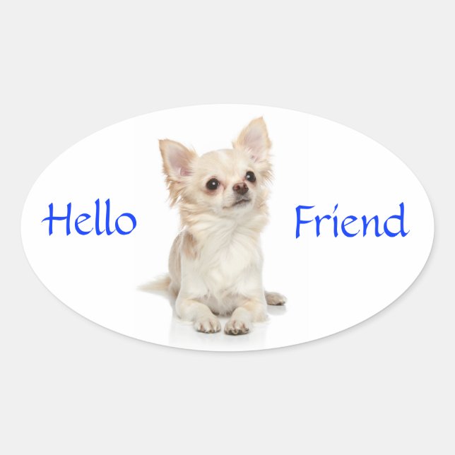 Bonjour ami Long Haired Chihuahua Sticker (Devant)