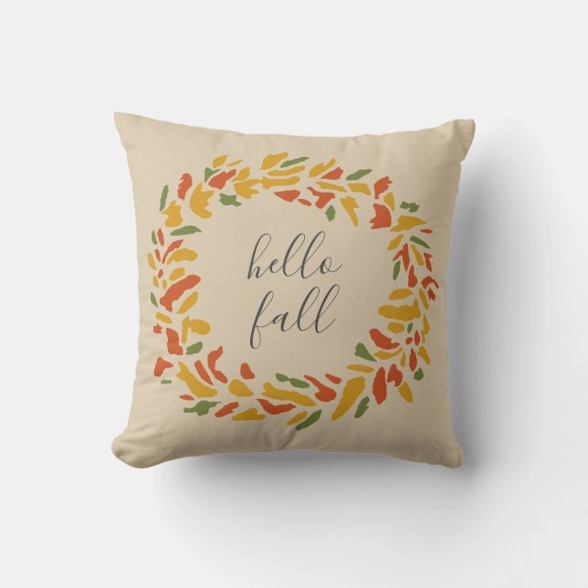 Bonjour Automne Bienvenue Wreath Thlow Oreiller (Recto)