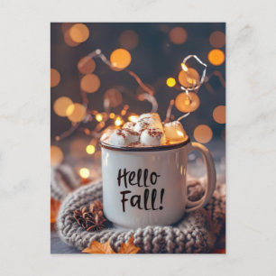 Bonjour Automne carte de voeux avec tasse