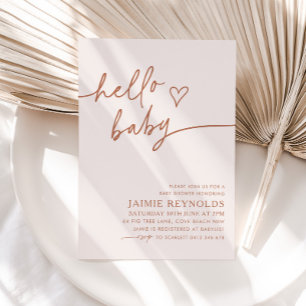 Bonjour Baby Beige Neutre Baby shower Invitation